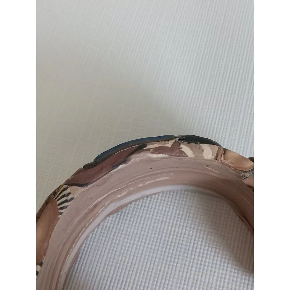 Handmade Shades of Brown and Black Multi Print Polymer Clay Cuff Style Bracelet